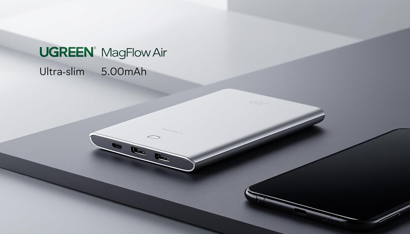 découvrez la ugreen magflow air, une powerbank ultra-fine de 5 000 mah alliant design élégant et recharge rapide pour vos appareils mobiles en toute simplicité.